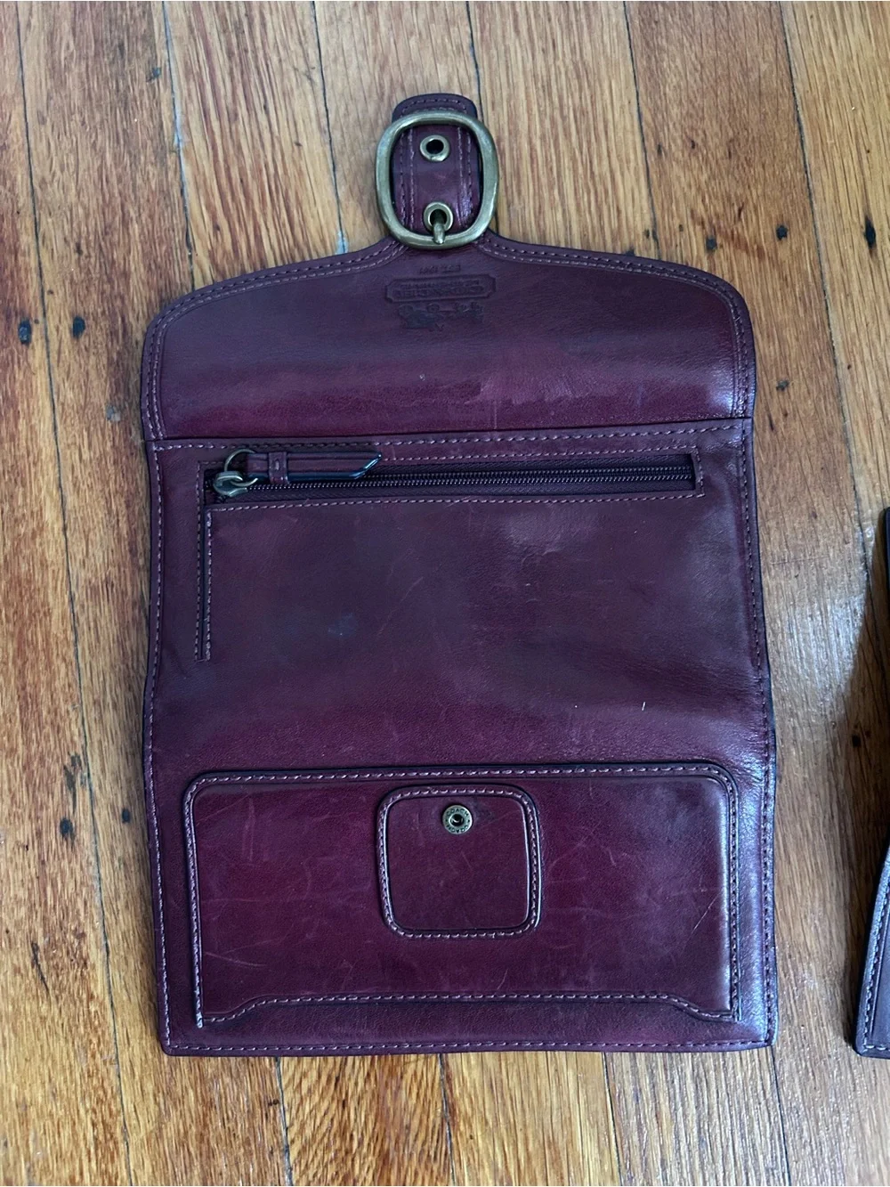 Coach Wallet Vintage Leather Bleeker Maroon Wallet Check Book Holder